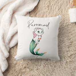 Cojín Decorativo Purrmaid de gatito de gatito de comadreja - Diseño