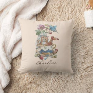 Cojín Decorativo Purrmaid Teacup Floral Acuarela Caprichosa