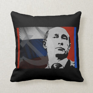 Cojín Decorativo Putin con la bandera rusa
