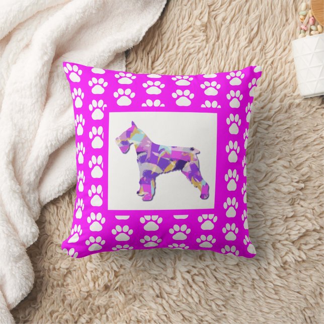 Cojín Decorativo PY&B de Schnauzer Dog Silhouette Paw Pink (Manta)