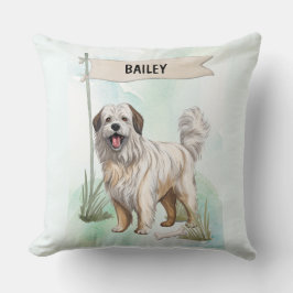 Cojín Decorativo Pyrenean Shepherd Watercolor Personalized Dog