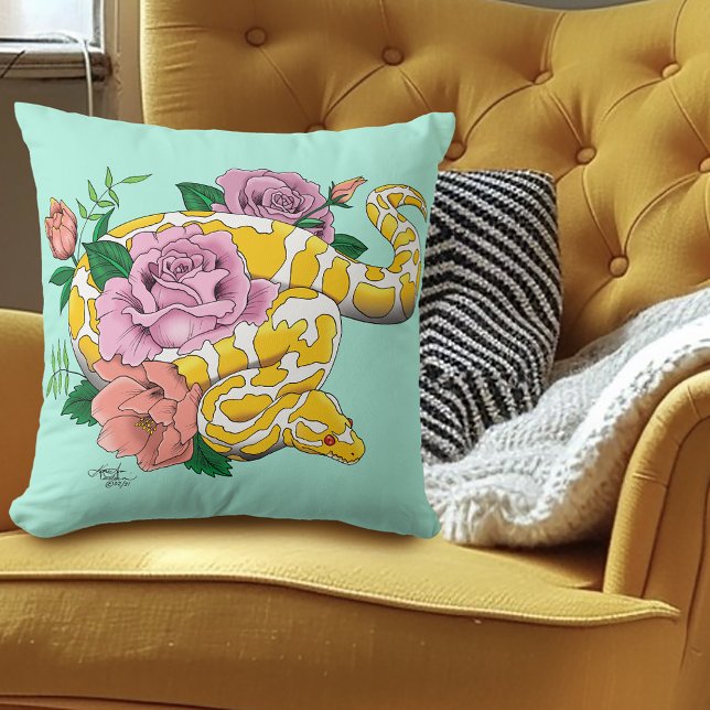 Cojín Decorativo Python albino blanco amarillo (Subido por el creador)
