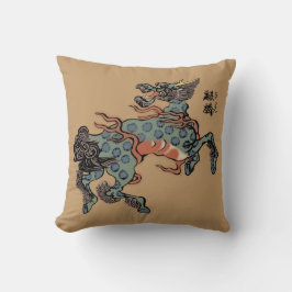 Cojín Decorativo Qilin chino vintage en marrón camello
