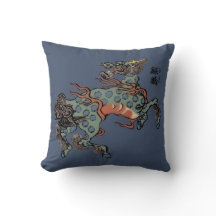Qilin chino vintage sobre azul de jeans azul