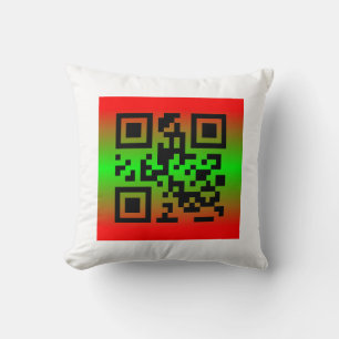 Cojín Decorativo QR Code® dice: FELICES VACACIONES