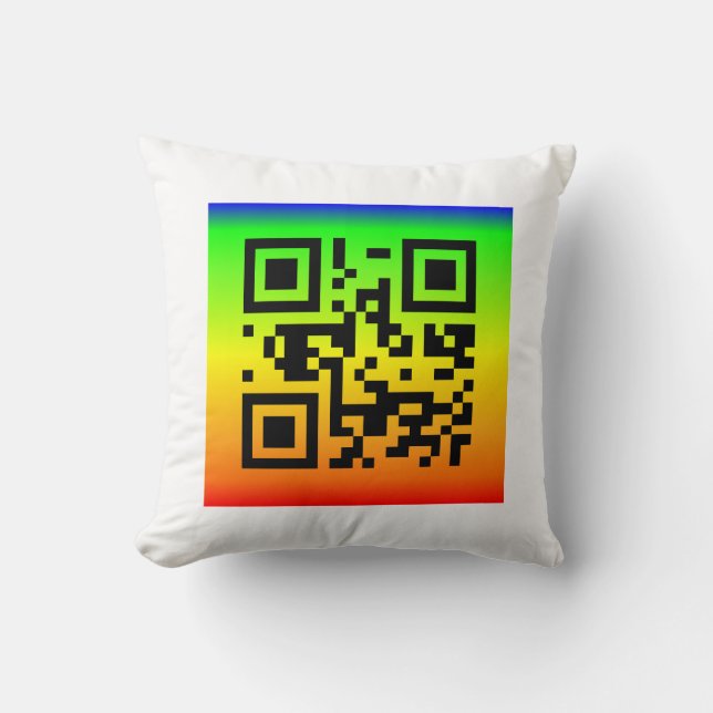 Cojín Decorativo QR Code® dice: SEA FELIZ (Anverso)