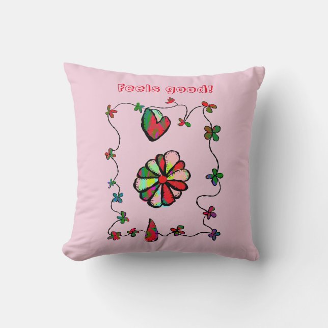 Cojín Decorativo Quaint Folk Retro y el arte feliz (Anverso)