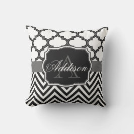 Cojín Decorativo Quatrefoil Chevron Monograma