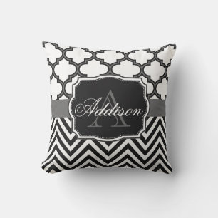 Cojín Decorativo Quatrefoil Chevron Monograma