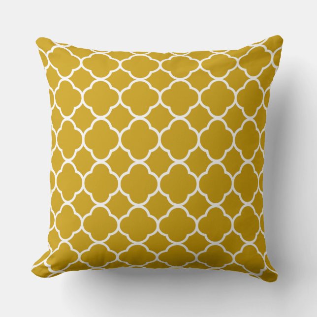 Cojín Decorativo Quatrefoil Earthy Ochre Yellow Home Decton Cotton (Anverso)
