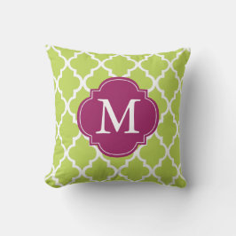 Cojín Decorativo Quatrefoil monogramado verde kiwi