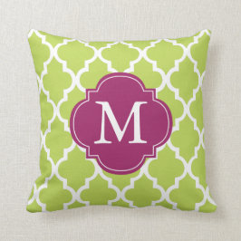 Cojín Decorativo Quatrefoil monogramado verde kiwi