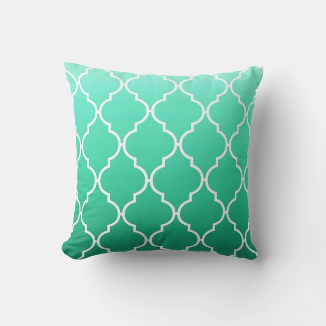 Cojín Decorativo Quatrefoil Ombre geométrico| menta (Anverso)