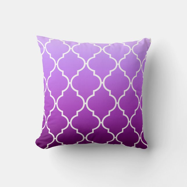 Cojín Decorativo Quatrefoil Ombre geométrico| morado (Anverso)