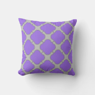 Cojín Decorativo Quatrefoil púrpura y gris