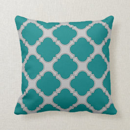 Cojín Decorativo Quatrefoil verde azulado y gris