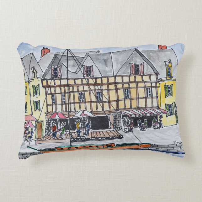 Cojín Decorativo Quay Franklin, Saint-Goustan| Auray, Bretaña (Anverso)