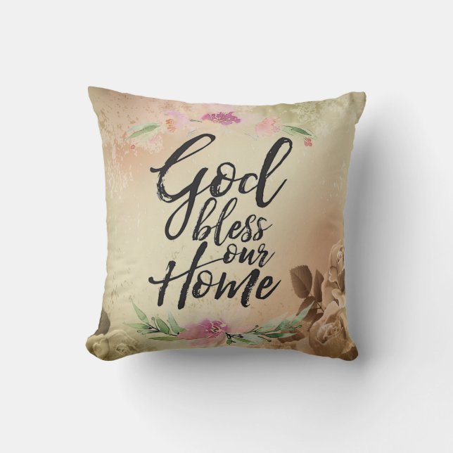 Cojín Decorativo Que Dios bendiga nuestra casa (Anverso)