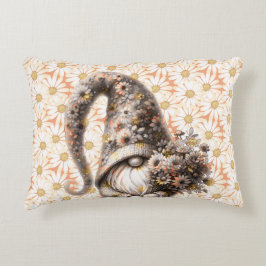 Cojín Decorativo Qué Gnome de Peach Fuzz con Bouquet de flores