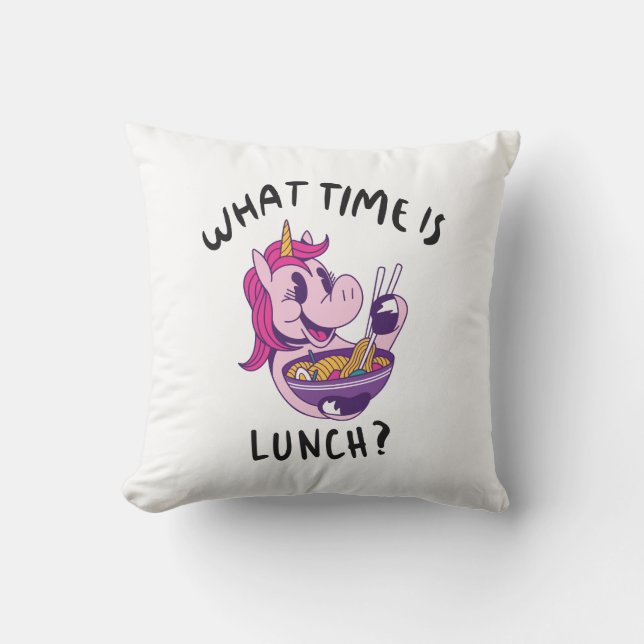 Cojín Decorativo ¿Qué hora es el almuerzo (Anverso)