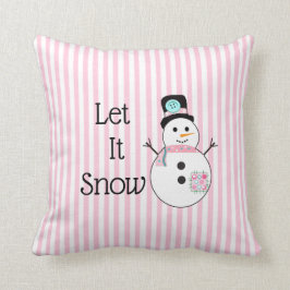 Cojín Decorativo Que Nieva a los Navidades blancos y rosados