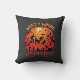 Cojín Decorativo Qué pasa vida Halloween Gatos Negros Zombies Tumba