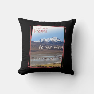 Cojín Decorativo Que tus sueños sean tus alas flamencos rosados