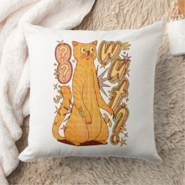 Cojín Decorativo ¿Qué? / Un Ilustracion de gato Naranja