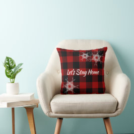 Cojín Decorativo "Quedémonos en casa" en Buffalo Plaid