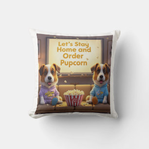 Cojín Decorativo Quedémonos en casa y ordenemos perros de caricatur