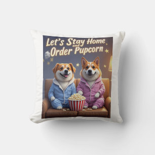 Cojín Decorativo Quedémonos en casa y ordenemos perros de caricatur