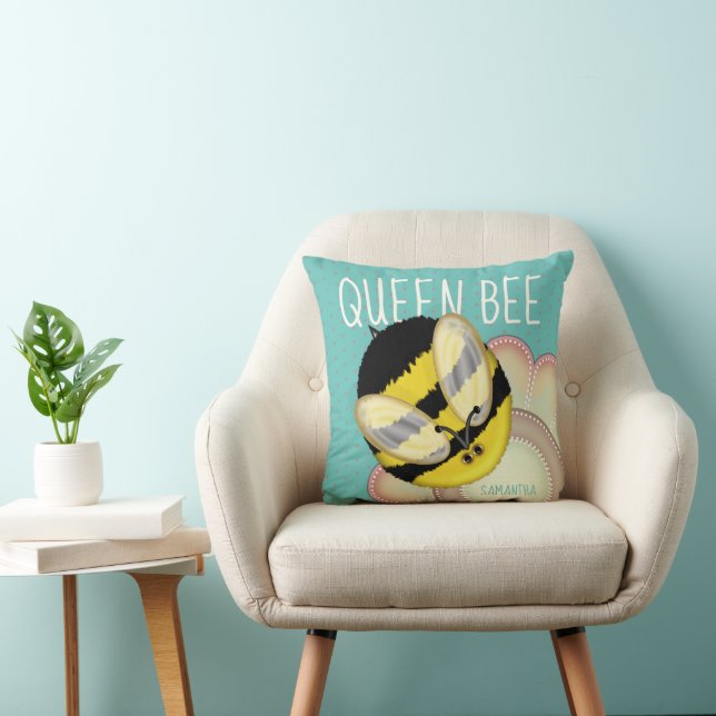 Cojín Decorativo Queen Bee Cute Bumble Bee Personalizado (Silla)