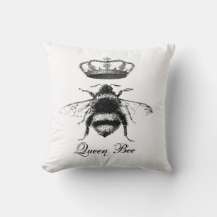 Cojín Decorativo Queen Bee, negro y blanco