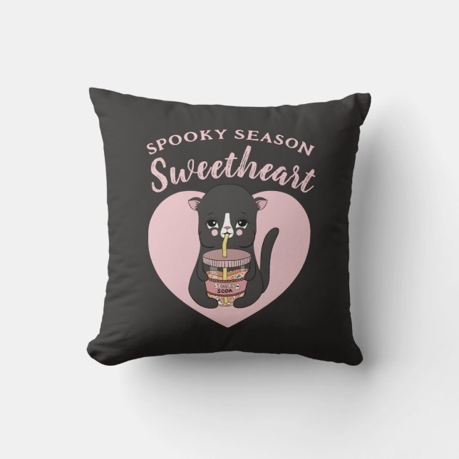 Cojín Decorativo Querida temporada de gatos kawaii rosados (Anverso)