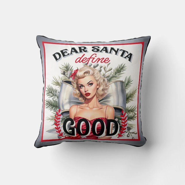 Cojín Decorativo Querido Santa Define Buen Pinup Retro (Reverso)