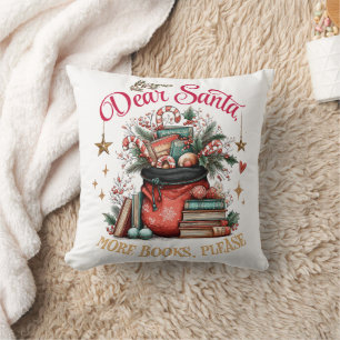Cojín Decorativo Querido Santa, Más Libros Por Favor 