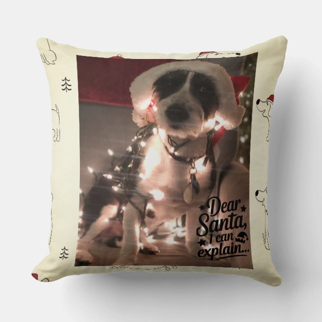 Cojín Decorativo Querido Santa, puedo explicarlo (perro) (Anverso)