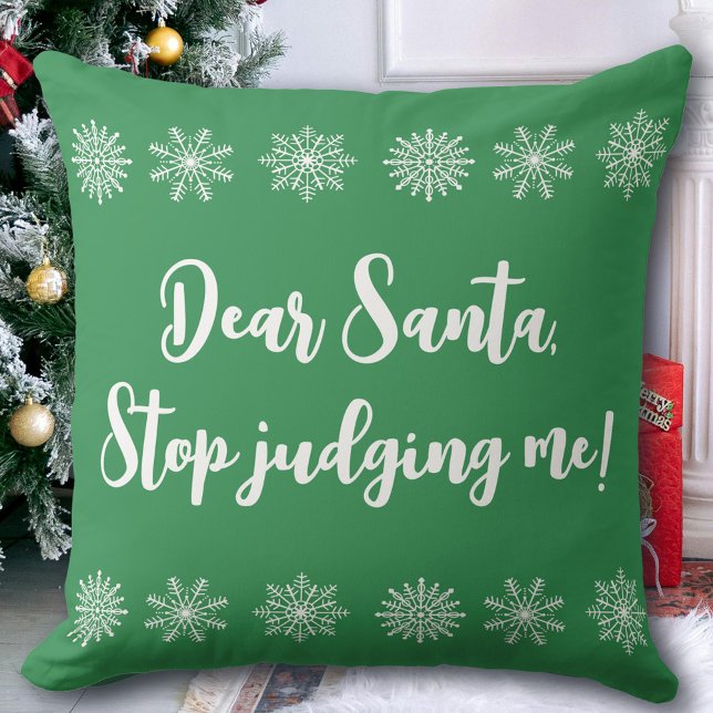 Cojín Decorativo Querido Santa Stop me juzga por Navidades gracioso (Subido por el creador)