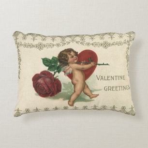 Cojín Decorativo Querubín Vintage Victoriano de San Valentín, Rosa