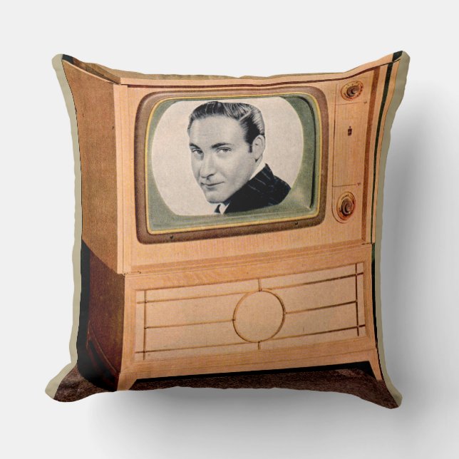 Cojín Decorativo ¿Quién está en la televisión? (Anverso)
