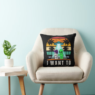 Cojín Decorativo Quiero Dejar Es Mundo Alien Vintage Atardecer