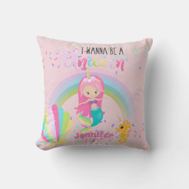 Cojín Decorativo Quiero Ser Una Sirenita De Oro Rosa De Unicornio