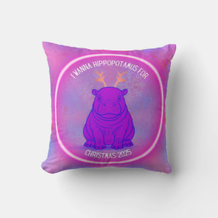 Cojín Decorativo Quiero un hipopótamo para Navidad-Púrpura-Personal