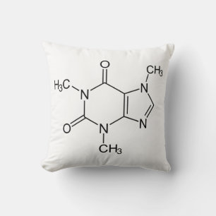 Cojín Decorativo Química Molécula Cafeína Café Átomos