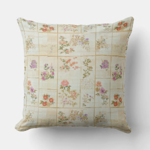 Cojín Decorativo Quimono Floral Japonés Antiguo de Parche