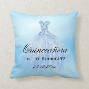 Cojín Decorativo Quinceanera azul bebé personalizada