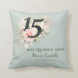Cojín Decorativo Quinceañera Floral 15 Cumpleaños Mis Quince Años