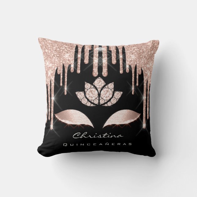Cojín Decorativo Quinceañeras Sweet 16th 15th Bridal Rosa Diamod (Anverso)