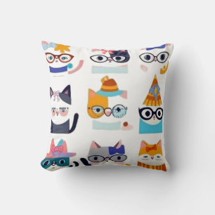 Cojín Decorativo Quirky Cat Whimsical Feline Art para los amantes d