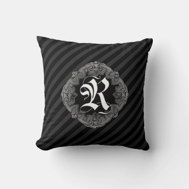 Cojín decorativo R inicial de Gótico elegante (Anverso)